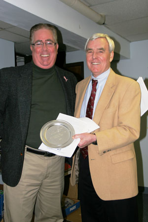 Bill Miller accepts the 2010 David Humphreys Award on                           behalf of the Katharine Matthies Foundation from Jack Walsh
